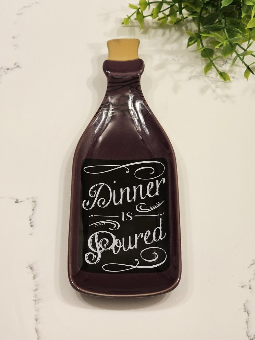 Spoon Rest "Dinner Is Poured" Purple Tray
